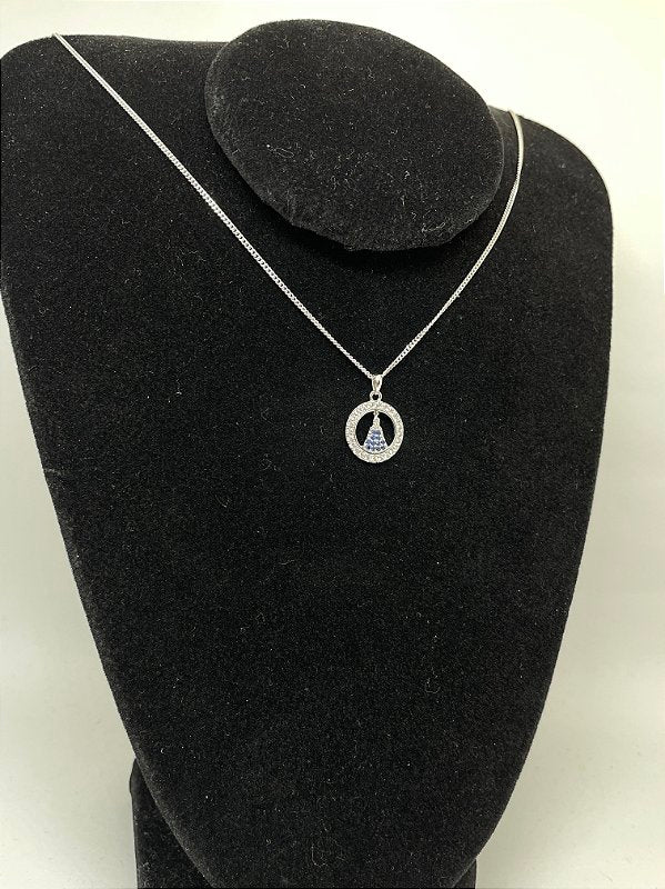 Corrente Grumet 1,4m + Pingente Nossa Senhora Cravejado Redondo Banhado A Ouro Branco COR005-PIN090