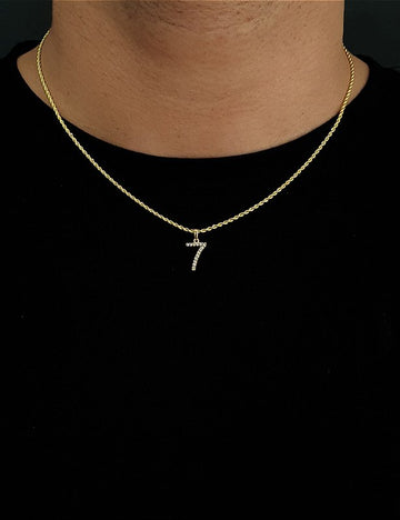 Corrente Cordão Baiano 1,6mm + Pingente Número 7 Cravejado Banhado A Ouro 18k COR003-PIN081