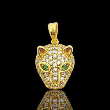 Pingente Tigre Olho Verde Banhado A Ouro 18k PIN019