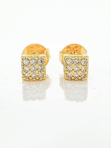 Brinco Masculino Par Quadrado Cravejado Com 9 Pedras Banhado A Ouro 18k BRI043
