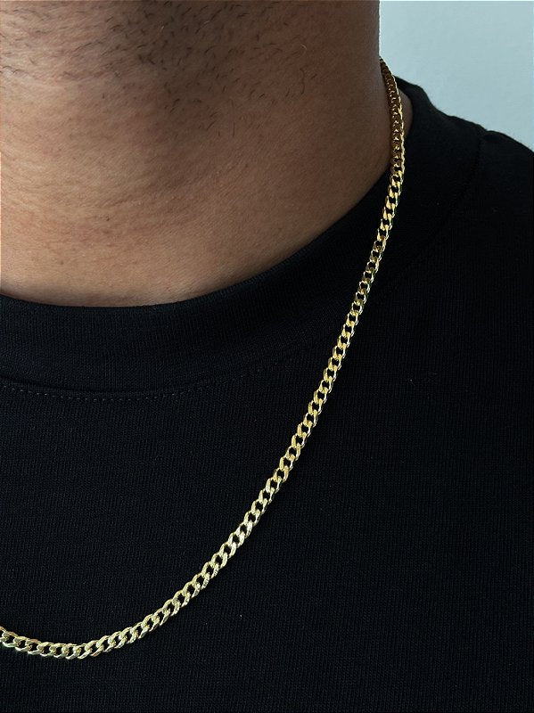 Corrente Grumet 4mm Fecho Tradicional Banhada A Ouro 18k COR080