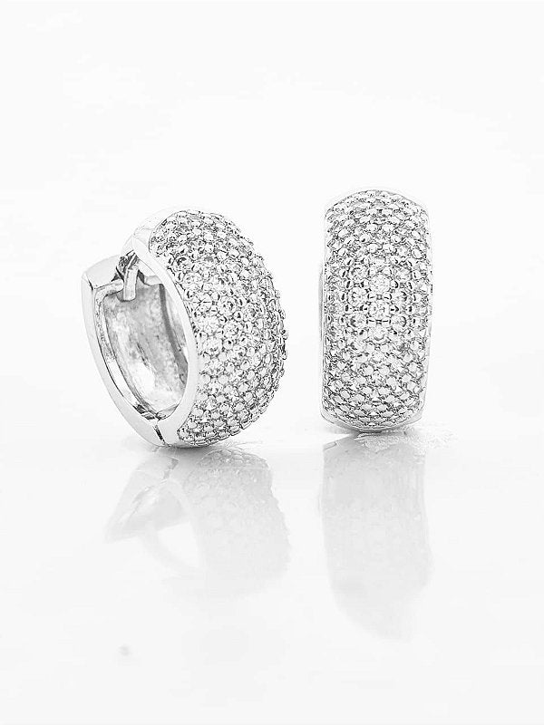 Brinco Masculino Par Argola Cravejada 4 Fileiras G Banhada A Ouro Branco BRI025