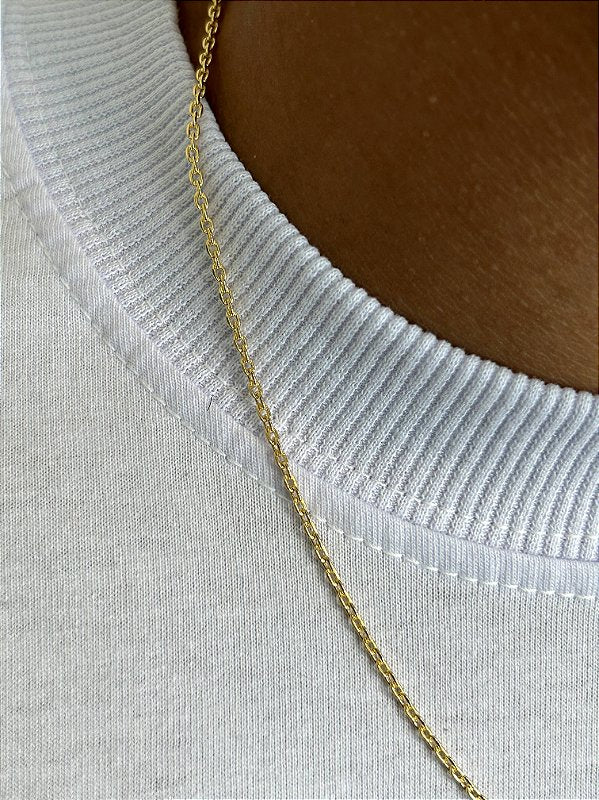 Corrente Elo Cadeado 2mm Fecho Tradicional Banhada a Ouro 18k COR056