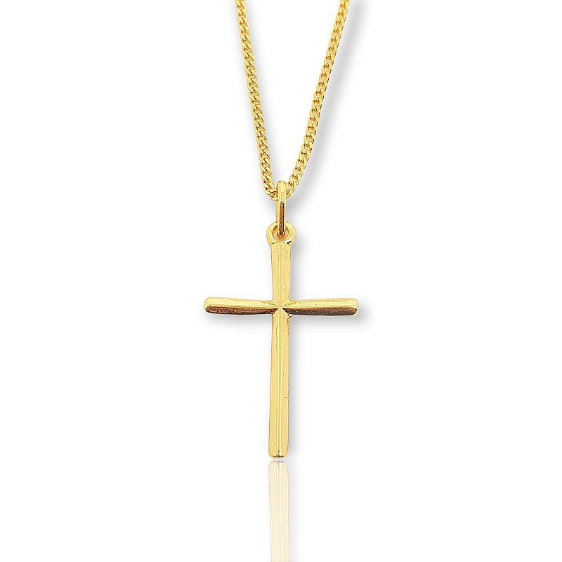 Pingente Cruz Palito Lisa Banhada A Ouro 18k PIN012