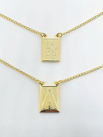 Escapulário Corrente Grumet Jesus/Nossa Senhora 10mmX14MM Banhado A Ouro 18k ESC007