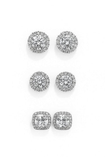 Kit Brincos Imperial, Imperial Quadrado e Imperial 3 Banhado A Ouro Branco BRI206-BRI205-BRI192