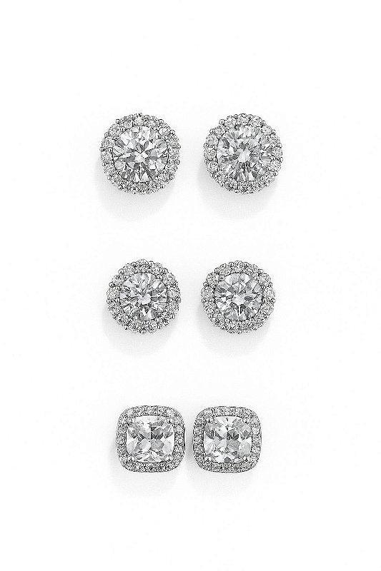 Kit Brincos Imperial, Imperial Quadrado e Imperial 3 Banhado A Ouro Branco BRI206-BRI205-BRI192