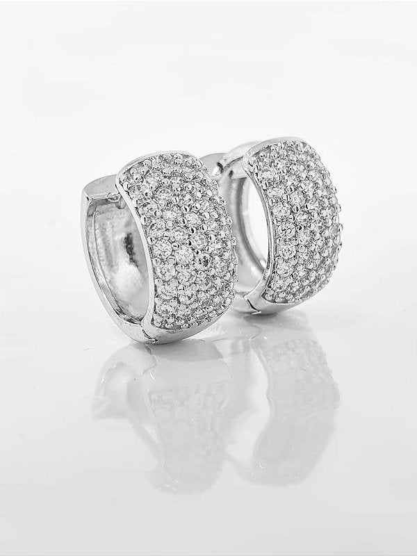 Brinco Masculino Par Argola Cravejada Com 29 Pedras G Banhada A Ouro Branco BRI032