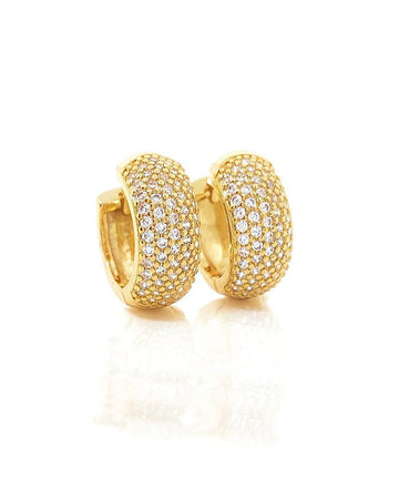 Brinco Masculino Par Argola Cravejada 4 Fileiras G Banhada A Ouro 18k BRI108