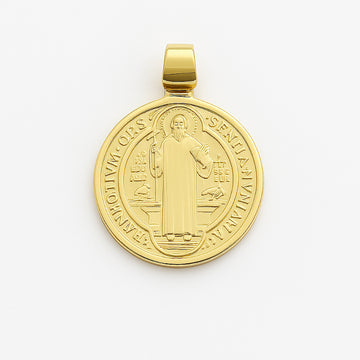 Pingente São Bento Liso Banhado A Ouro 18k PIN135