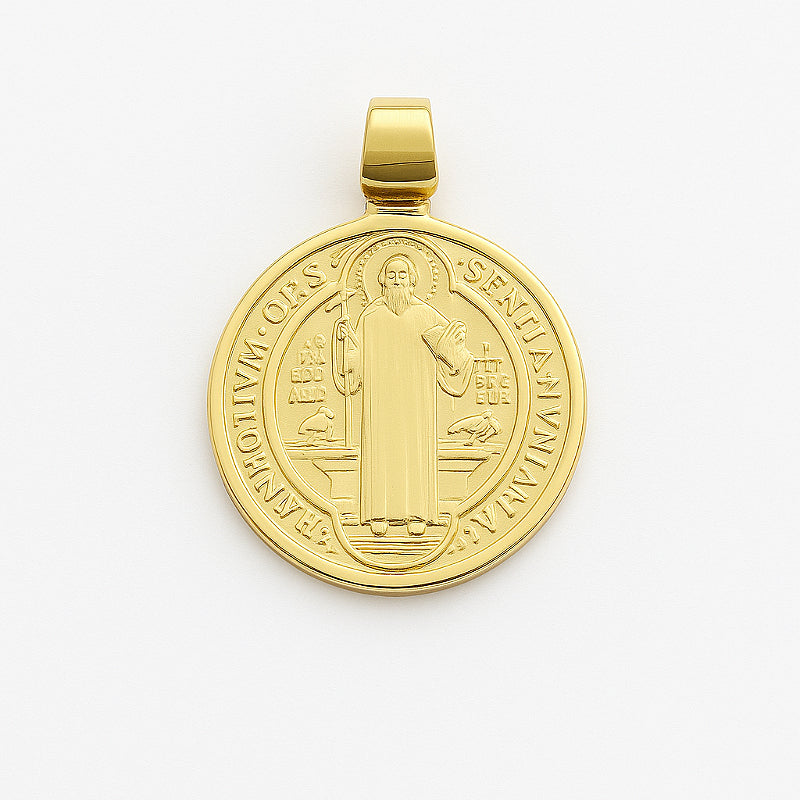 Pingente São Bento Liso Banhado A Ouro 18k PIN135
