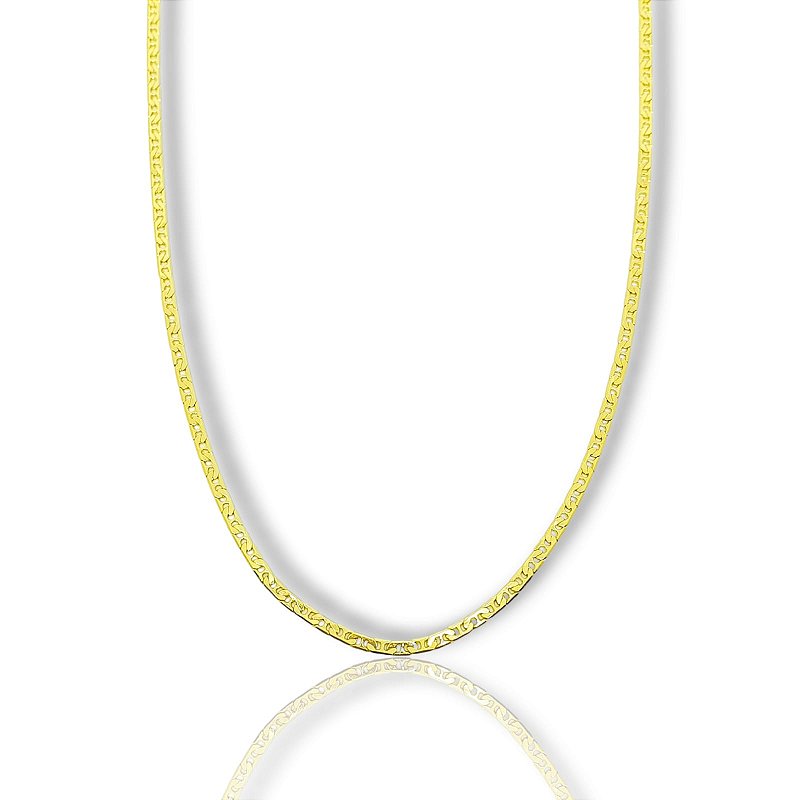 Corrente Piastrini 2,5mm Fecho Tradicional Banhada a Ouro 18k COR058