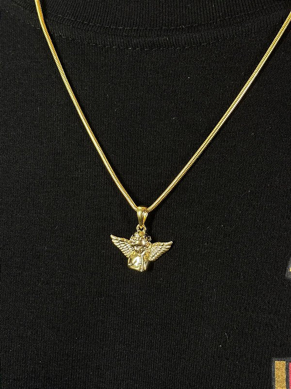 Corrente Rabo de Rato 2mm +  Pingente Anjo Banhado A Ouro 18k COR077-PIN141
