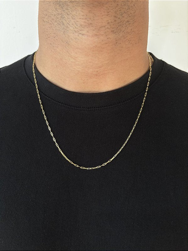 Kit Corrente Elo Alongado + Pulseira Elo Alongado 2mm Banhado A Ouro 18K