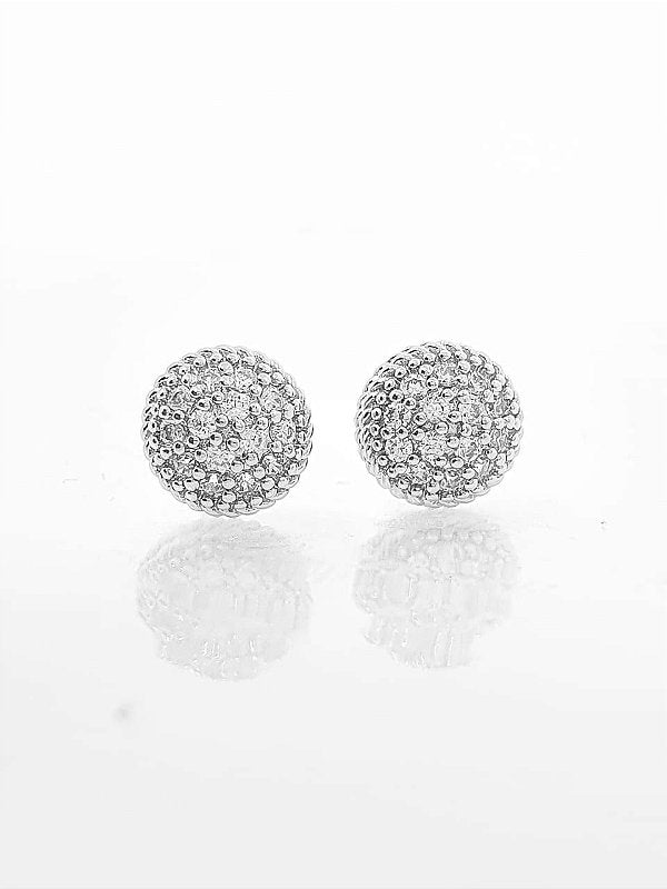 Brinco Masculino Par Redondo Cravejado P Banhado A Ouro Branco BRI009