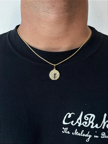 Corrente Cordão Baiano 1,6mm + Pingente São Bento Liso Banhado A Ouro 18k COR003-PIN135
