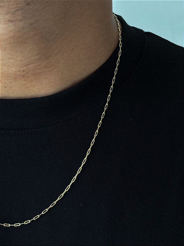 Corrente Elo Alongado 2mm Fecho Tradicional Banhada A Ouro 18k COR083